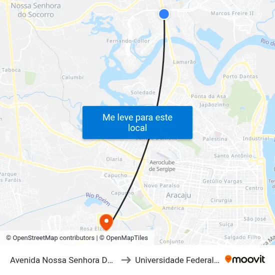 Avenida Nossa Senhora Do Socorro, 808 to Universidade Federal De Sergipe map