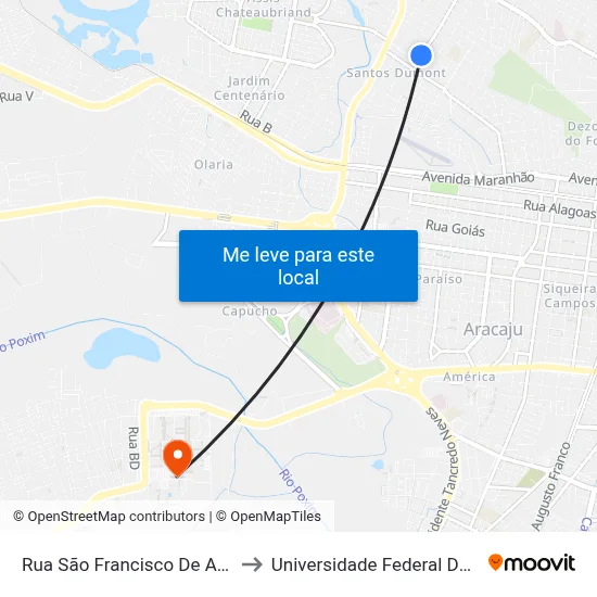Rua São Francisco De Assis, 537 to Universidade Federal De Sergipe map