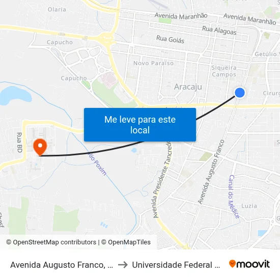 Avenida Augusto Franco, 1122-1180 to Universidade Federal De Sergipe map