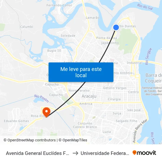 Avenida General Euclídes Figueiredo 3245 to Universidade Federal De Sergipe map