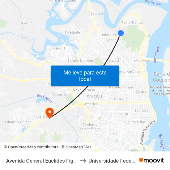 Avenida General Euclídes Figueiredo, 3860-4092 to Universidade Federal De Sergipe map