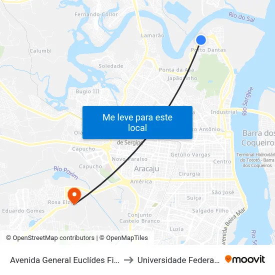 Avenida General Euclídes Figueiredo, 2725 to Universidade Federal De Sergipe map