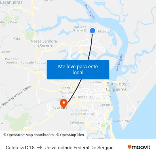 Coletora C 18 to Universidade Federal De Sergipe map