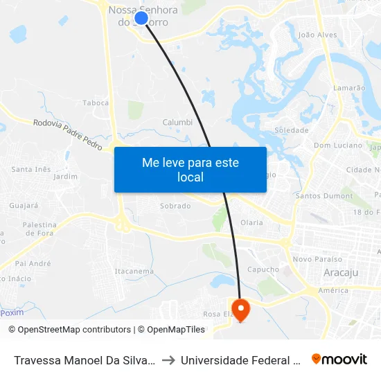 Travessa Manoel Da Silva Pontes, 55 to Universidade Federal De Sergipe map