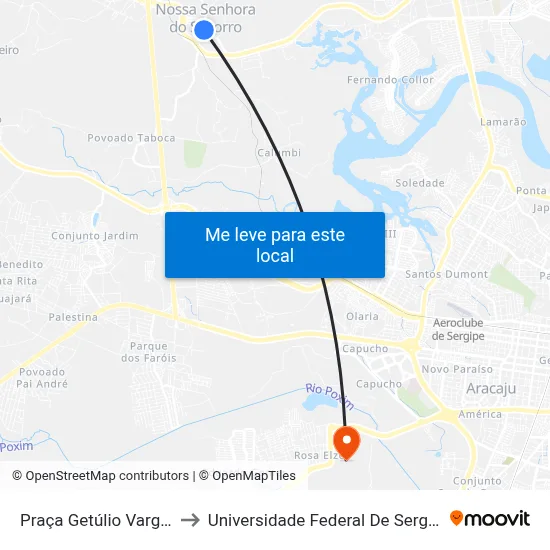 Praça Getúlio Vargas to Universidade Federal De Sergipe map