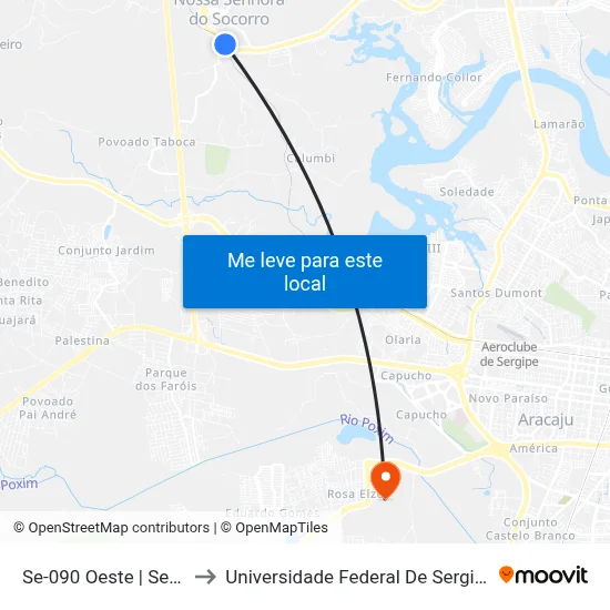 Se-090 Oeste | Sede to Universidade Federal De Sergipe map
