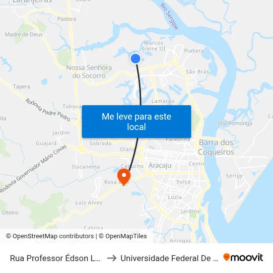 Rua Professor Édson Luiz, 176 to Universidade Federal De Sergipe map