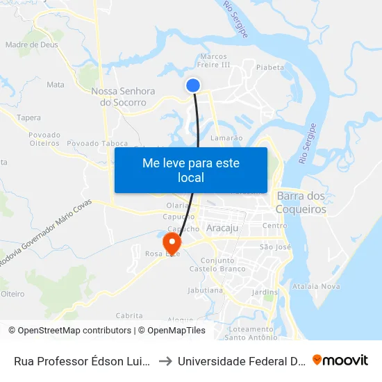 Rua Professor Édson Luiz, 317-527 to Universidade Federal De Sergipe map