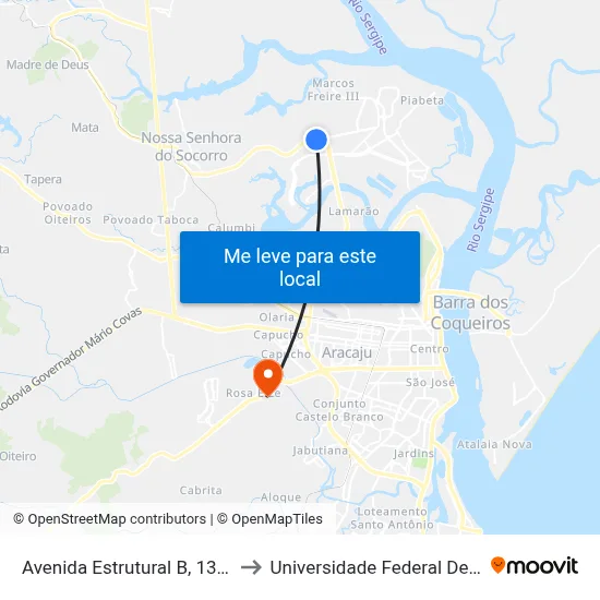 Avenida Estrutural B, 1392-1396 to Universidade Federal De Sergipe map