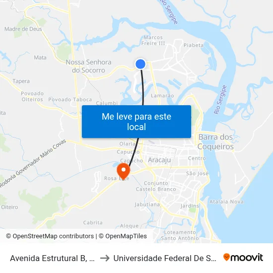 Avenida Estrutural B, 1400 to Universidade Federal De Sergipe map