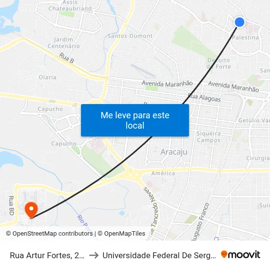 Rua Artur Fortes, 287 to Universidade Federal De Sergipe map