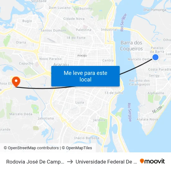Rodovia José De Campos, 339 to Universidade Federal De Sergipe map