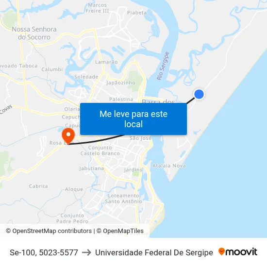 Se-100, 5023-5577 to Universidade Federal De Sergipe map