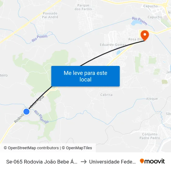 Se-065 Rodovia João Bebe Água, Km 10,2 Oeste to Universidade Federal De Sergipe map
