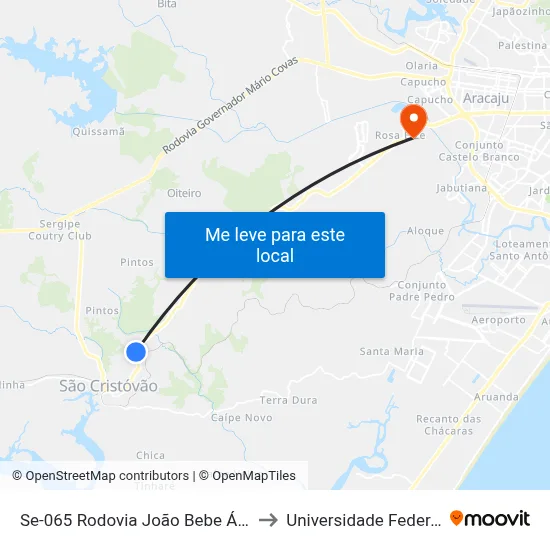 Se-065 Rodovia João Bebe Água, Km 15,4 Leste to Universidade Federal De Sergipe map