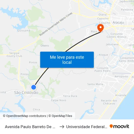 Avenida Paulo Barreto De Menezes, 1100 to Universidade Federal De Sergipe map