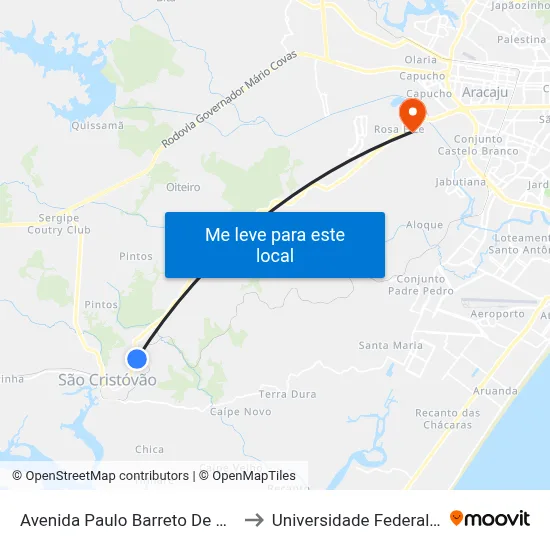 Avenida Paulo Barreto De Menezes, 1085 to Universidade Federal De Sergipe map
