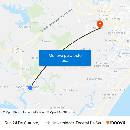 Rua 24 De Outubro, 503 to Universidade Federal De Sergipe map