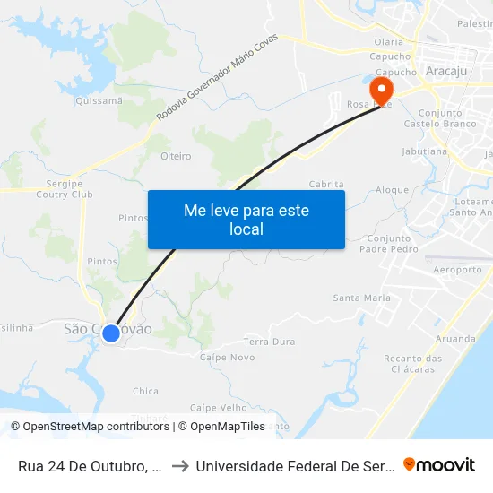 Rua 24 De Outubro, 296 to Universidade Federal De Sergipe map