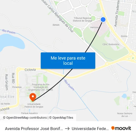 Avenida Professor José Bonifácio Forte Neto, 105 to Universidade Federal De Sergipe map