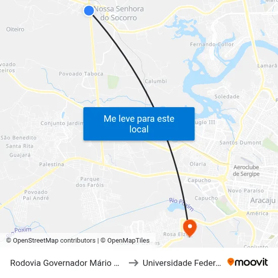Rodovia Governador Mário Covas Km 85,7 Sul to Universidade Federal De Sergipe map