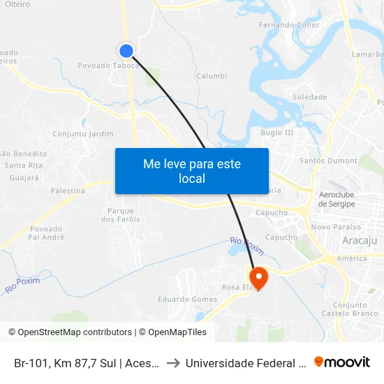 Br-101, Km 87,7 Sul | Acesso A Taboca to Universidade Federal De Sergipe map