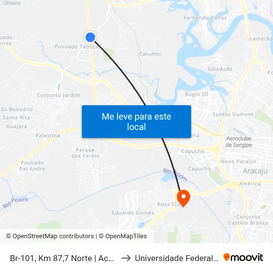 Br-101, Km 87,7 Norte | Acesso A Taboca to Universidade Federal De Sergipe map