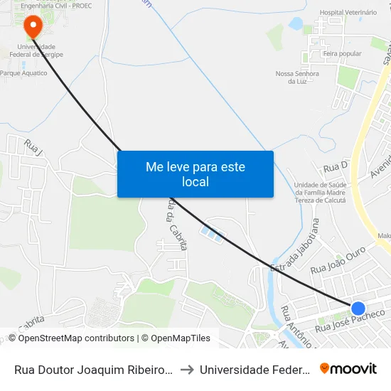 Rua Doutor Joaquim Ribeiro Chaves, 281-335 to Universidade Federal De Sergipe map