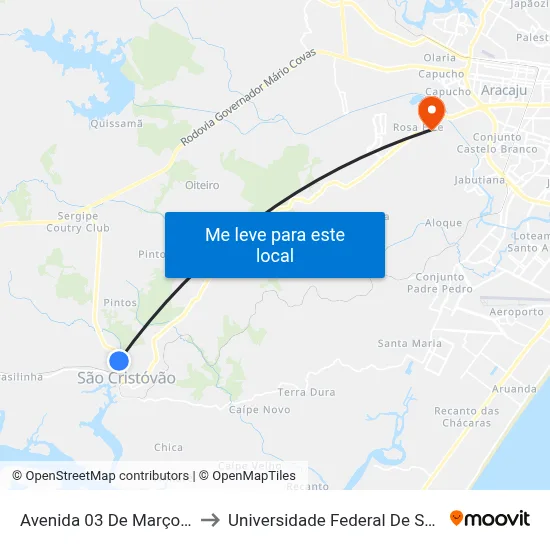Avenida 03 De Março, 190 to Universidade Federal De Sergipe map