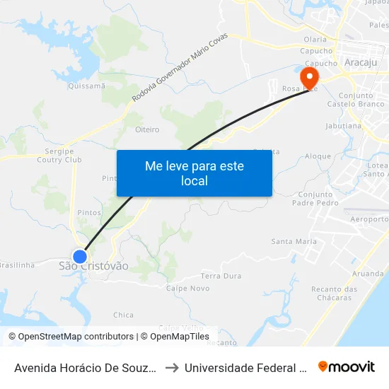 Avenida Horácio De Souza Lima, 202 to Universidade Federal De Sergipe map