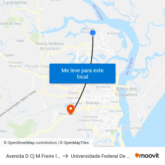 Avenida D Cj M Freire Iii, 849 to Universidade Federal De Sergipe map