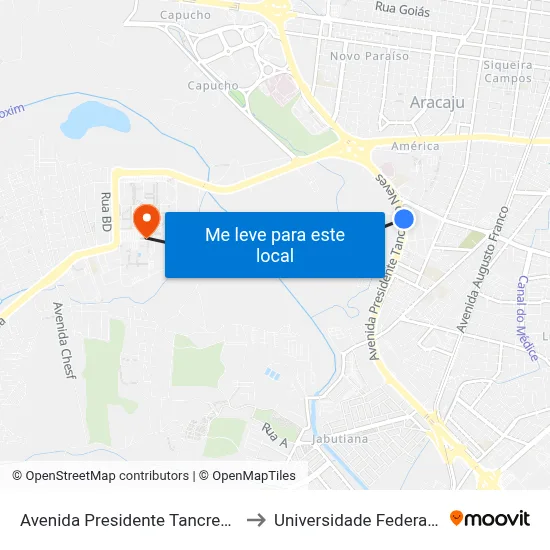 Avenida Presidente Tancredo Neves, 5545 to Universidade Federal De Sergipe map