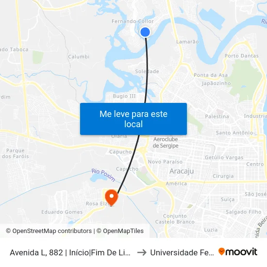 Avenida L, 882 | Início|Fim De Linha | Conjunto Orlando Dantas to Universidade Federal De Sergipe map