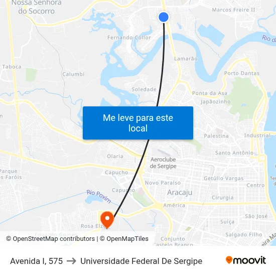 Avenida I, 575 to Universidade Federal De Sergipe map