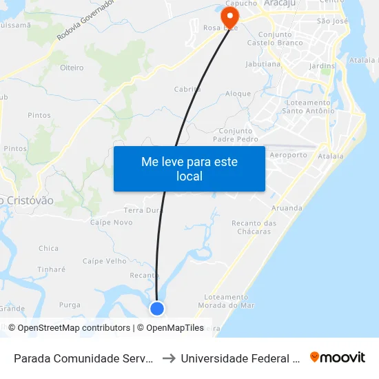 Parada Comunidade Servos De Maria to Universidade Federal De Sergipe map