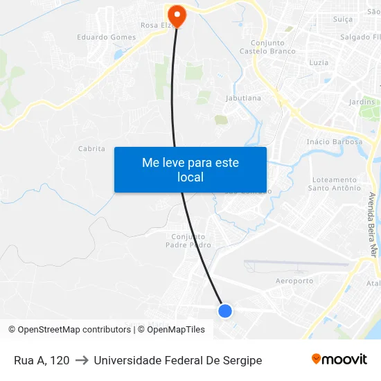 Rua A, 120 to Universidade Federal De Sergipe map