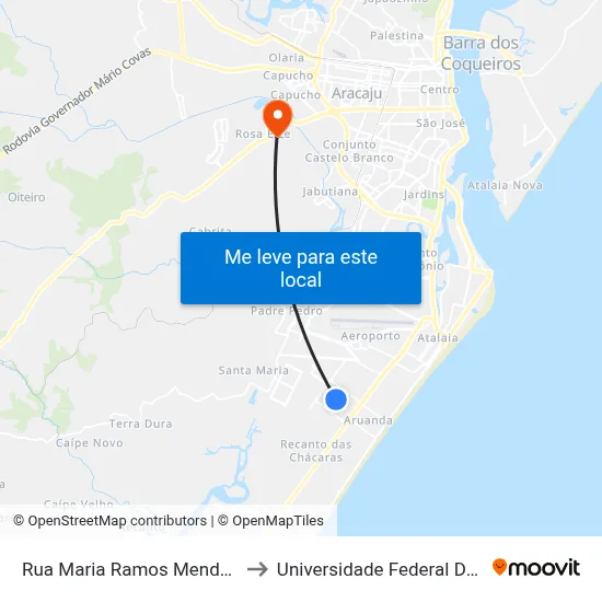 Rua Maria Ramos Mendonça, 118 to Universidade Federal De Sergipe map