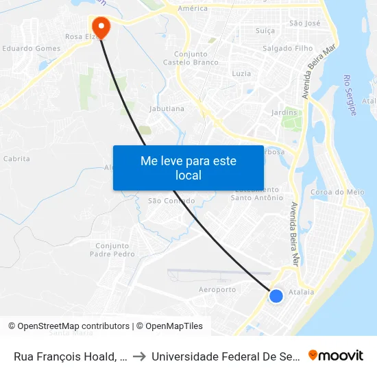 Rua François Hoald, 689 to Universidade Federal De Sergipe map