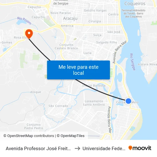 Avenida Professor José Freitas De Andrade, 2841 to Universidade Federal De Sergipe map