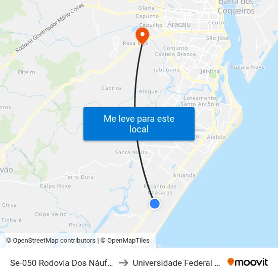 Se-050 Rodovia Dos Náufragos, 6755 to Universidade Federal De Sergipe map