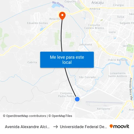 Avenida Alexandre Alcino, 1842 to Universidade Federal De Sergipe map
