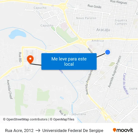 Rua Acre, 2012 to Universidade Federal De Sergipe map