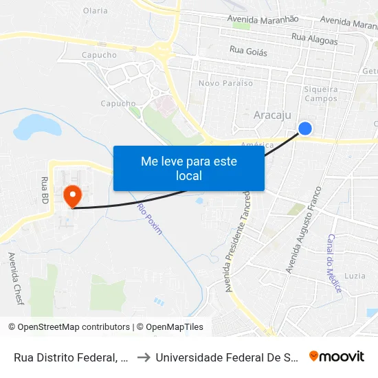 Rua Distrito Federal, 1320 to Universidade Federal De Sergipe map