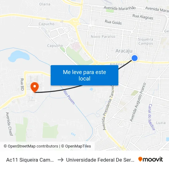 Ac11 Siqueira Campos to Universidade Federal De Sergipe map