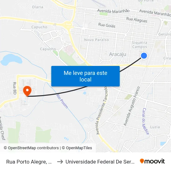 Rua Porto Alegre, 147 to Universidade Federal De Sergipe map