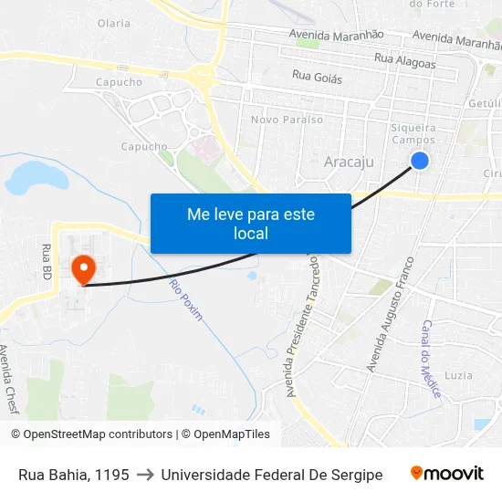 Rua Bahia, 1195 to Universidade Federal De Sergipe map