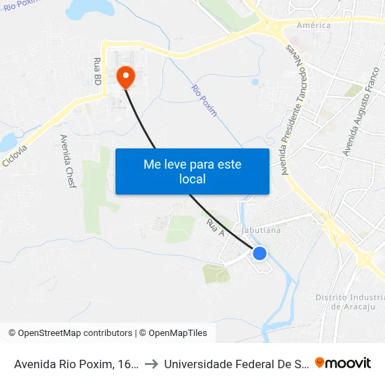 Avenida Rio Poxim, 164-186 to Universidade Federal De Sergipe map