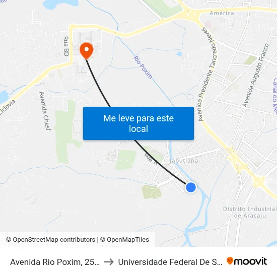 Avenida Rio Poxim, 259-281 to Universidade Federal De Sergipe map