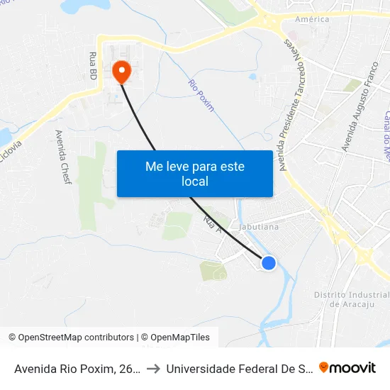 Avenida Rio Poxim, 260-282 to Universidade Federal De Sergipe map