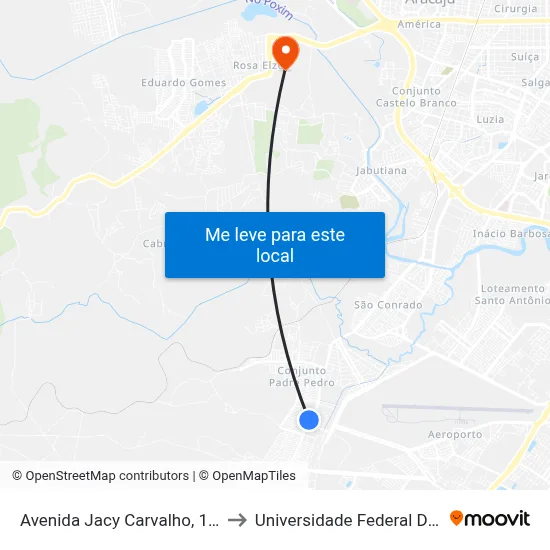 Avenida Jacy Carvalho, 1489-1549 to Universidade Federal De Sergipe map